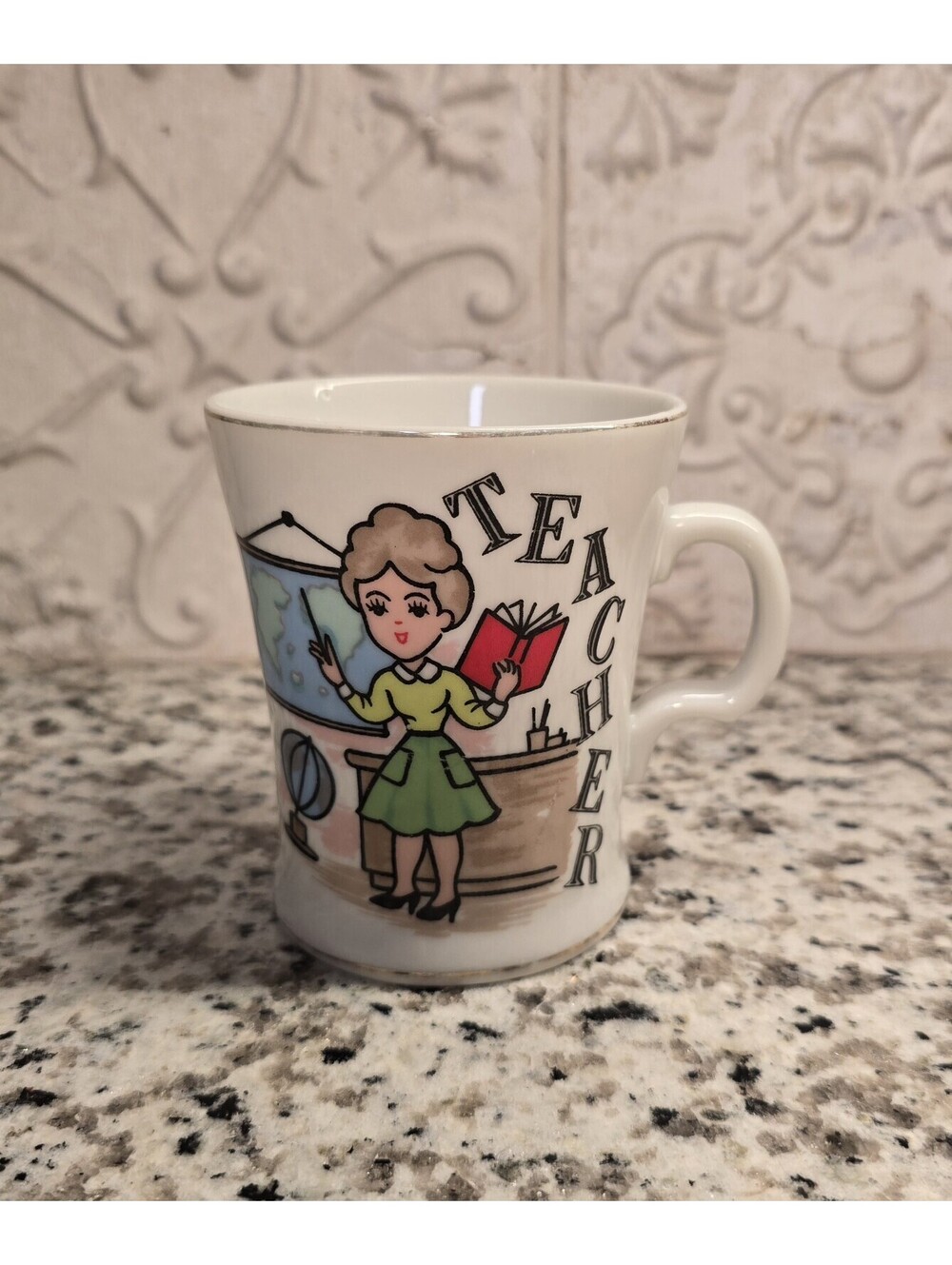 Vintage Lefton Teachers Mug. Hand painted teacher mug. Teacher appreciation
